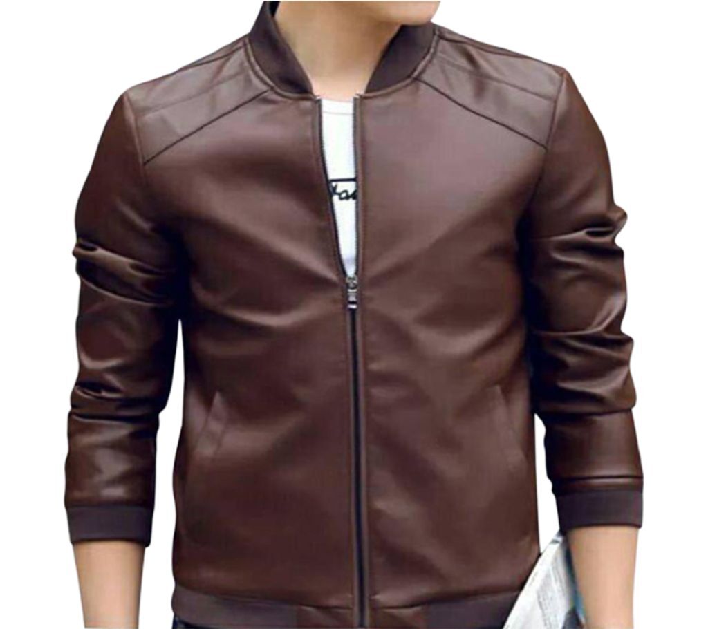 Artificial Leather Jacket For Men Coffee Color 1 ezgif.com gif maker 1