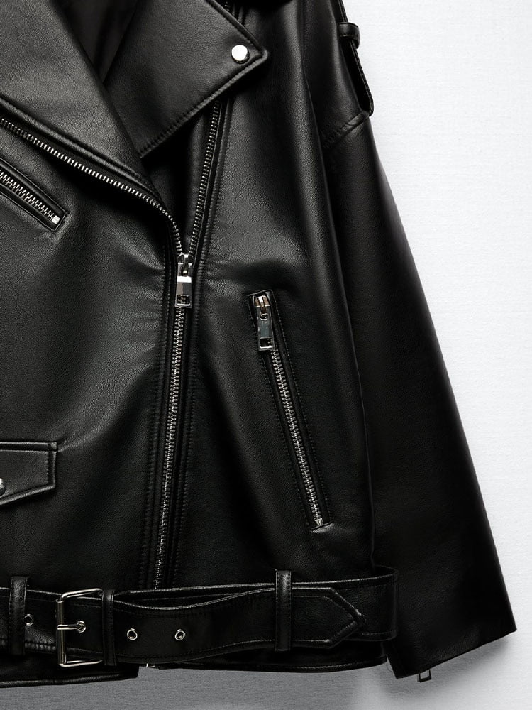 Women-2022-Spring-Fashion-Black-Faux-Leather-Jacket-Ladies-Casual-Zipper-Biker-Coat-Female-Autumn-Loose-2 Women 2022 Spring Fashion Black Faux Leather Jacket Ladies Casual Zipper Biker Coat Female Autumn Loose 2