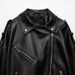 Fashion Black Faux Leather Jacket Ladies 4 Women 2022 Spring Fashion Black Faux Leather Jacket Ladies Casual Zipper Biker Coat Female Autumn Loose 3