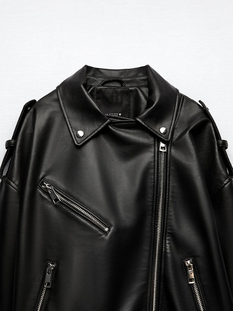 Women-2022-Spring-Fashion-Black-Faux-Leather-Jacket-Ladies-Casual-Zipper-Biker-Coat-Female-Autumn-Loose-3 Women 2022 Spring Fashion Black Faux Leather Jacket Ladies Casual Zipper Biker Coat Female Autumn Loose 3