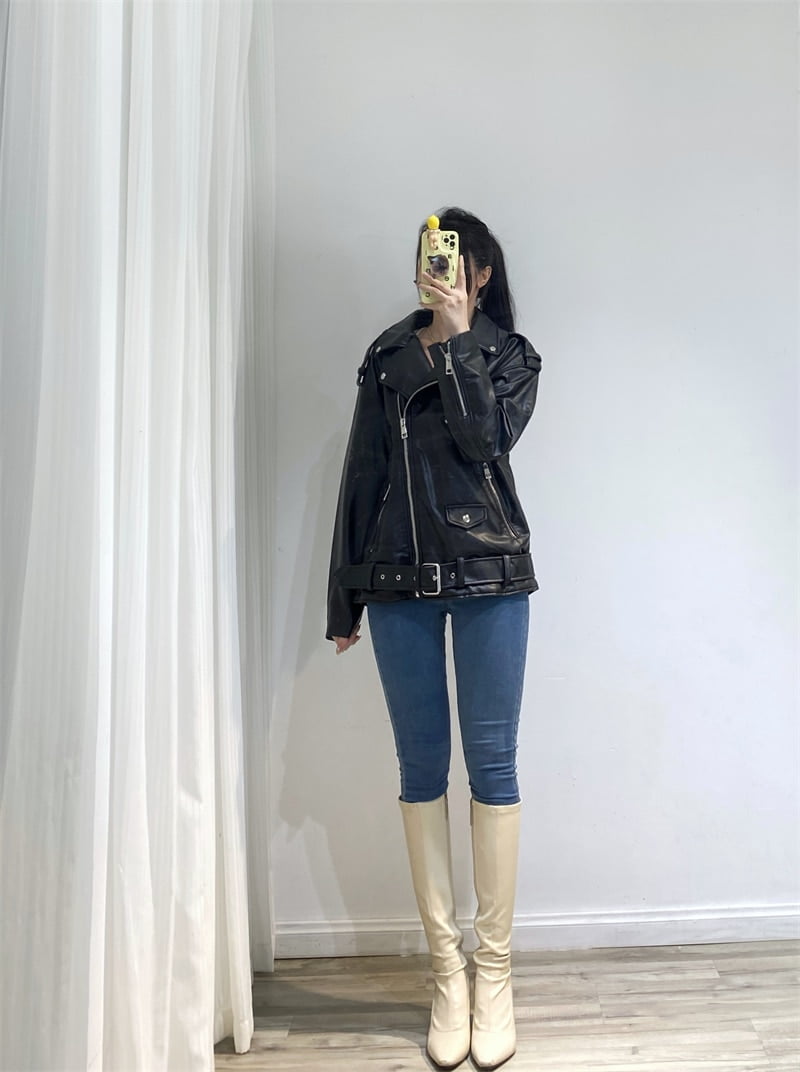 Women-2022-Spring-Fashion-Black-Faux-Leather-Jacket-Ladies-Casual-Zipper-Biker-Coat-Female-Autumn-Loose-5 Women 2022 Spring Fashion Black Faux Leather Jacket Ladies Casual Zipper Biker Coat Female Autumn Loose 5