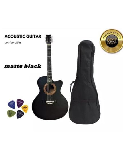 Matte black premium acoustic guitar