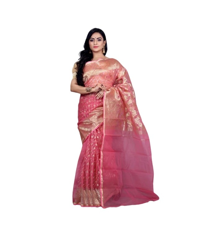 Pink Silk Jamdani Sare Pink Silk Jamdani Sare