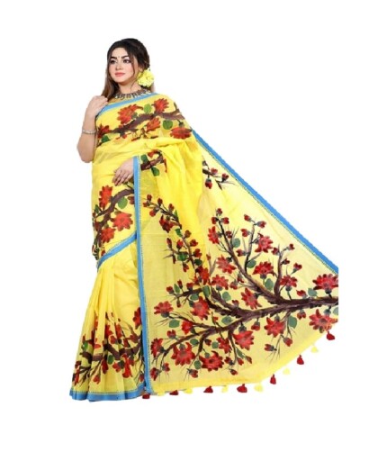 Pure Basunti Muslin Silk Sharee